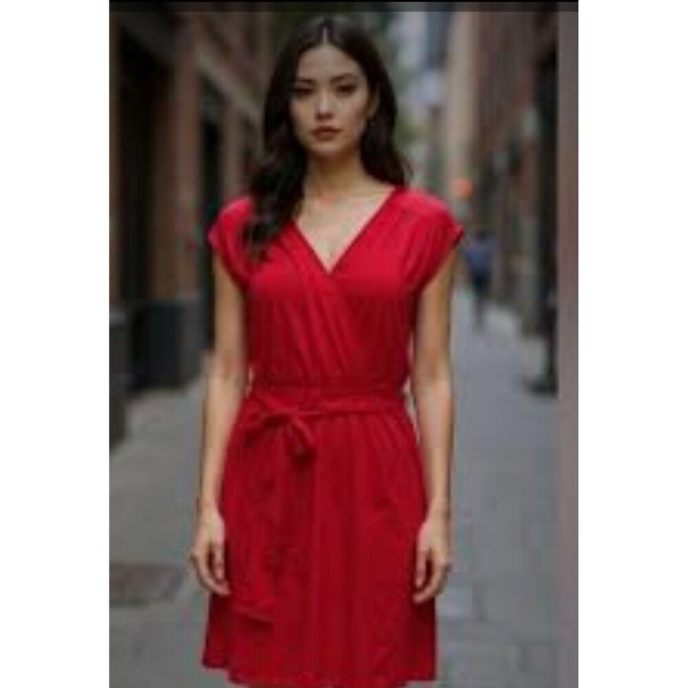 Philosophy Ruby Red Surplice Tie-Waist Dress - Size M